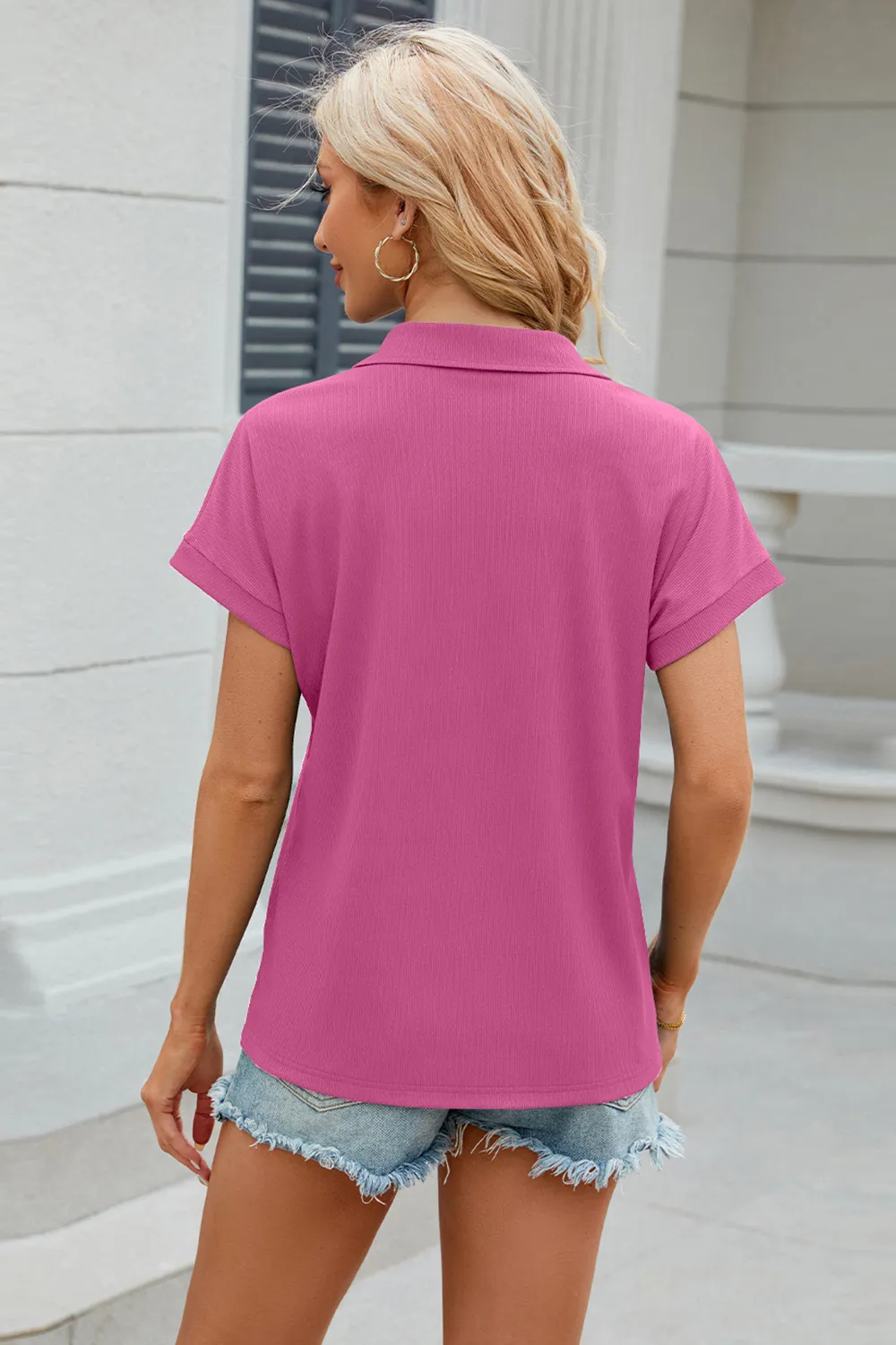 Johnny Collar Short Sleeve Blouse, image 8