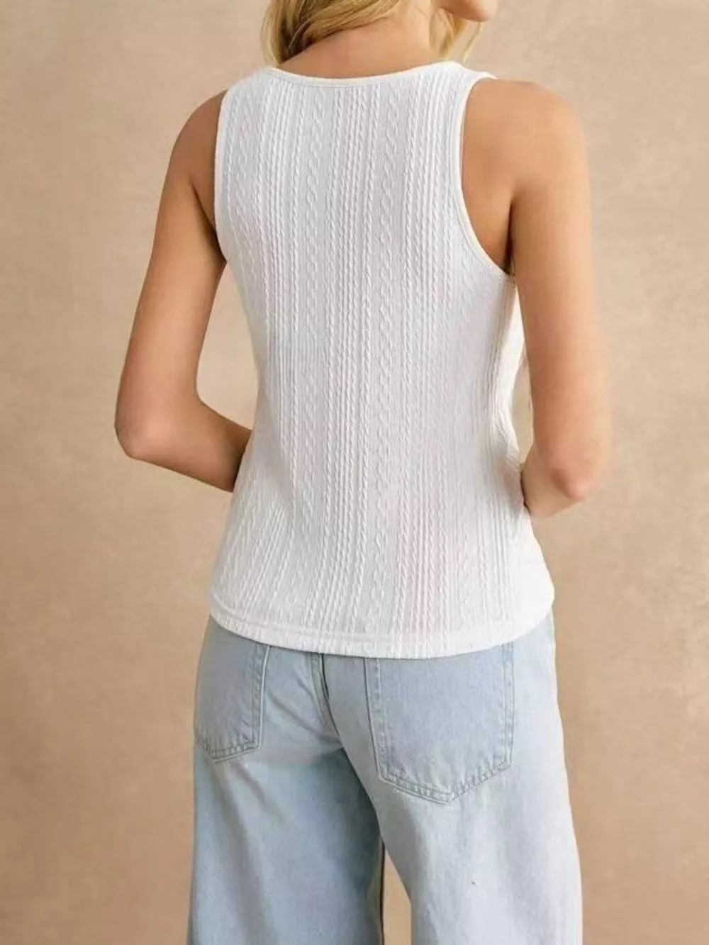Textured Knit Scoop Neck Tank, image 6