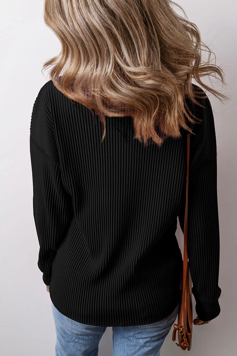 Pocketed Round Neck Long Sleeve Top, image 4