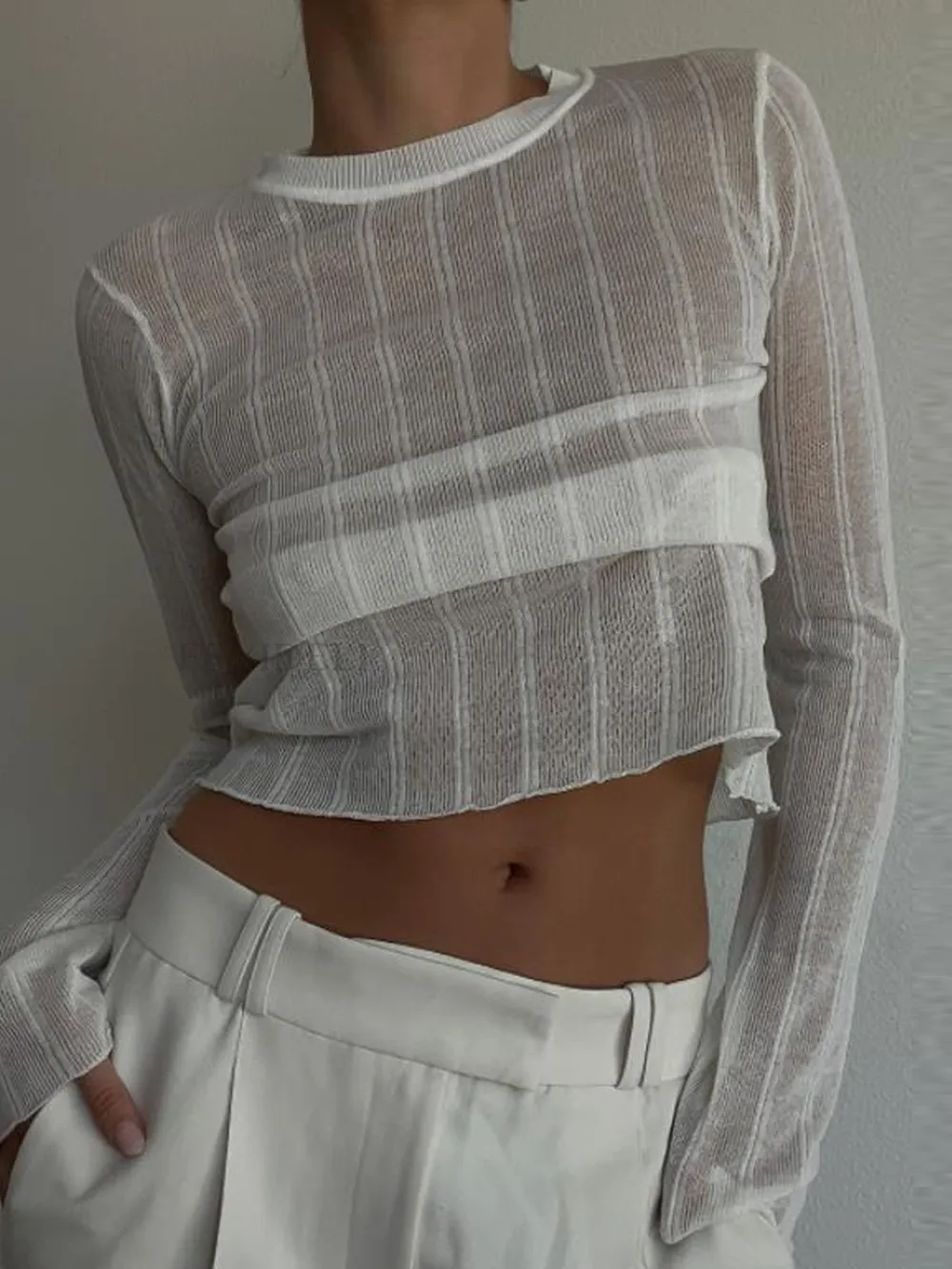 Round Neck Long Sleeve T-Shirt, image 6