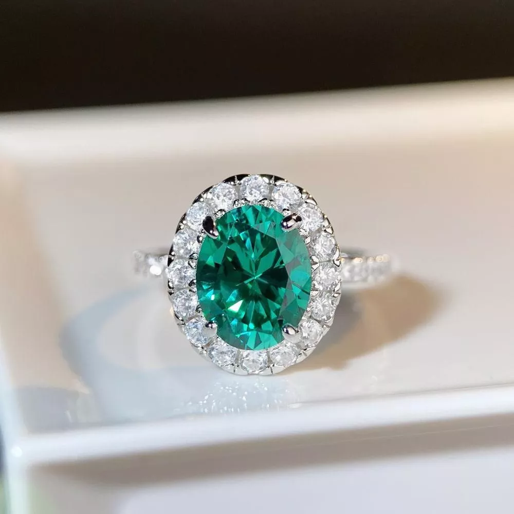 925 Sterling Silver Oval Zircon Ring, image 2