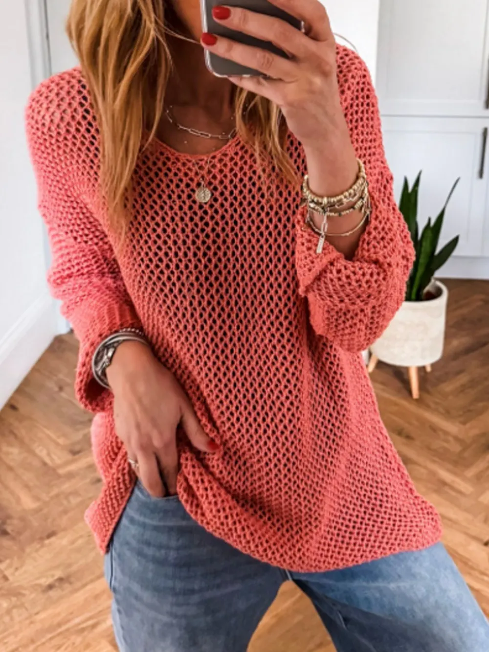Lightweight Openwork Knit Cover Up, image 7