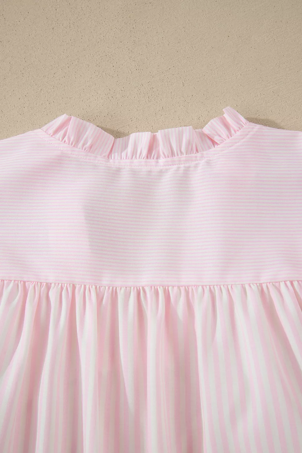 Stripe Contrast Trim V Neck Flutter Sleeve Blouse, image 5