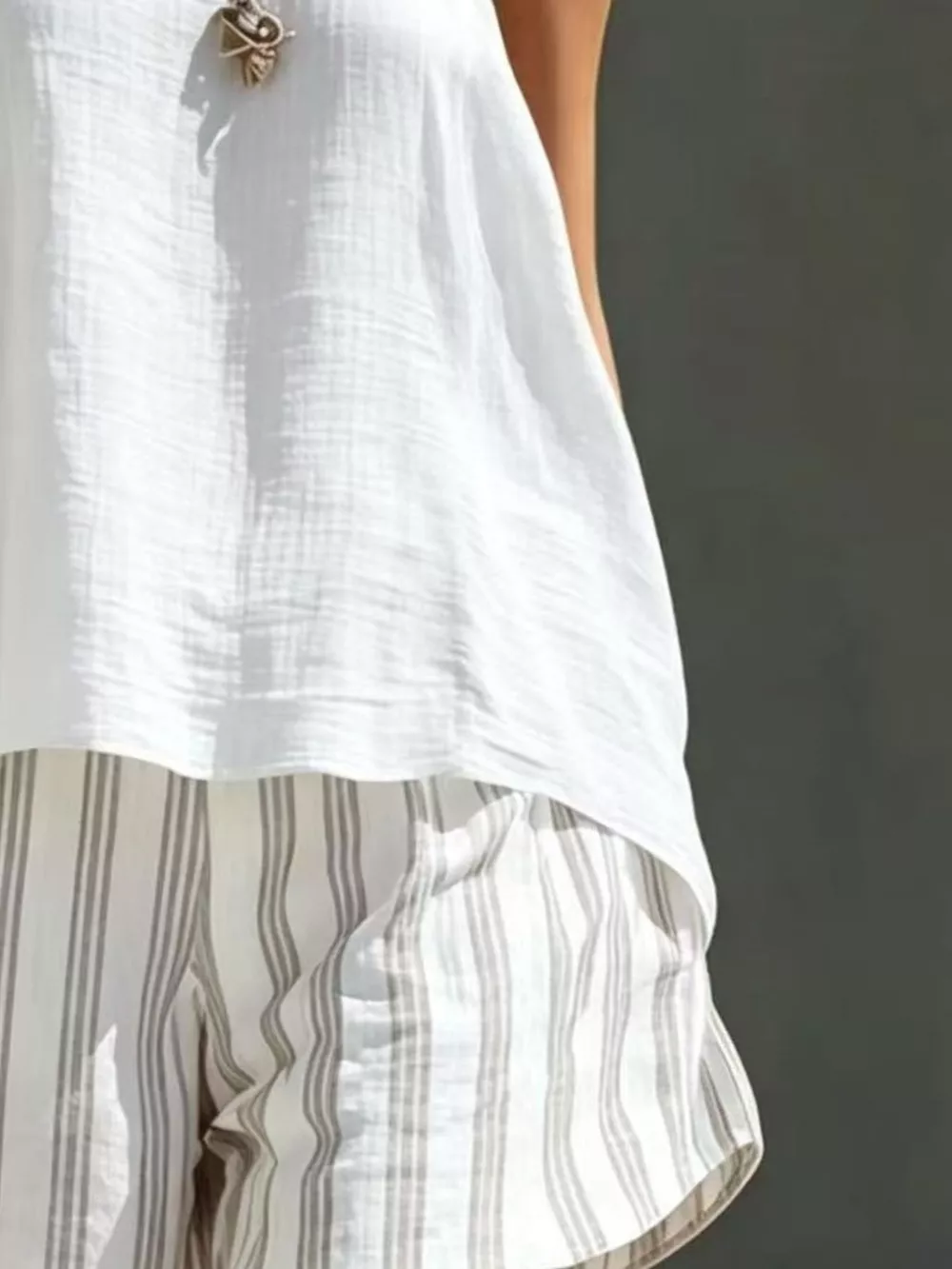 Round Neck Tank and Striped Shorts Set, image 4