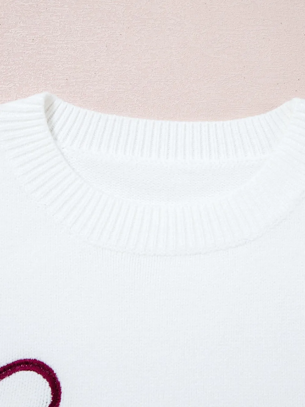 Letter Contrast Hem Round Neck Sweater, image 8