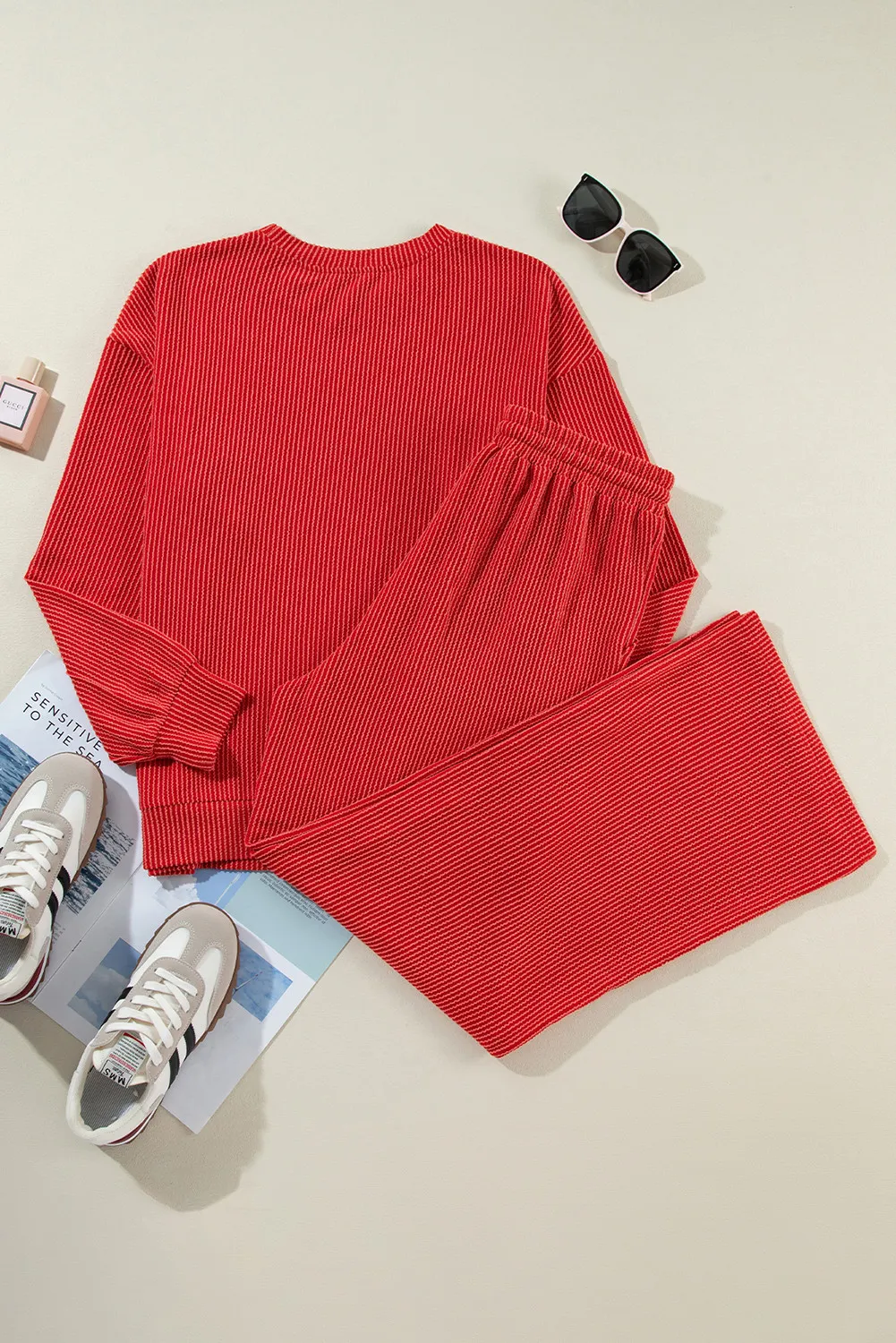 JOLLY Round Neck Long Sleeve Top and Pants Lounge Set, image 3