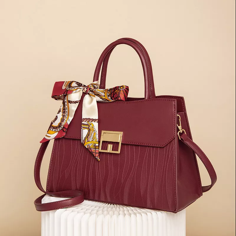 Scarf Decor Leather Handbag, image 4