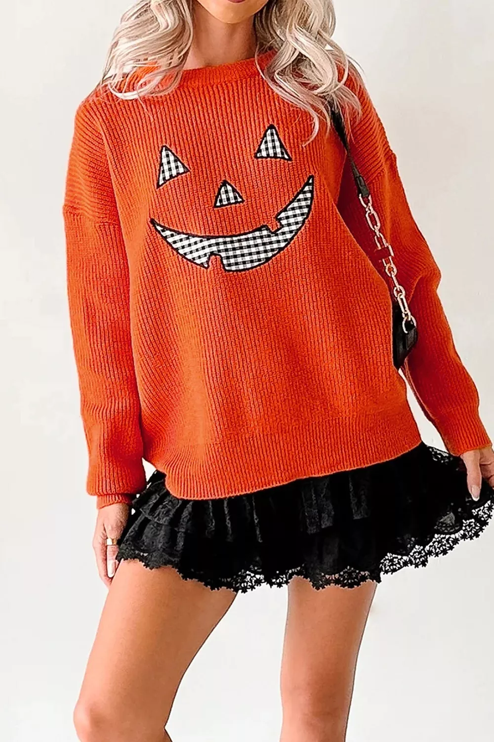 Drop Shoulder Long Sleeve Round Neck Halloween Sweater, image 3