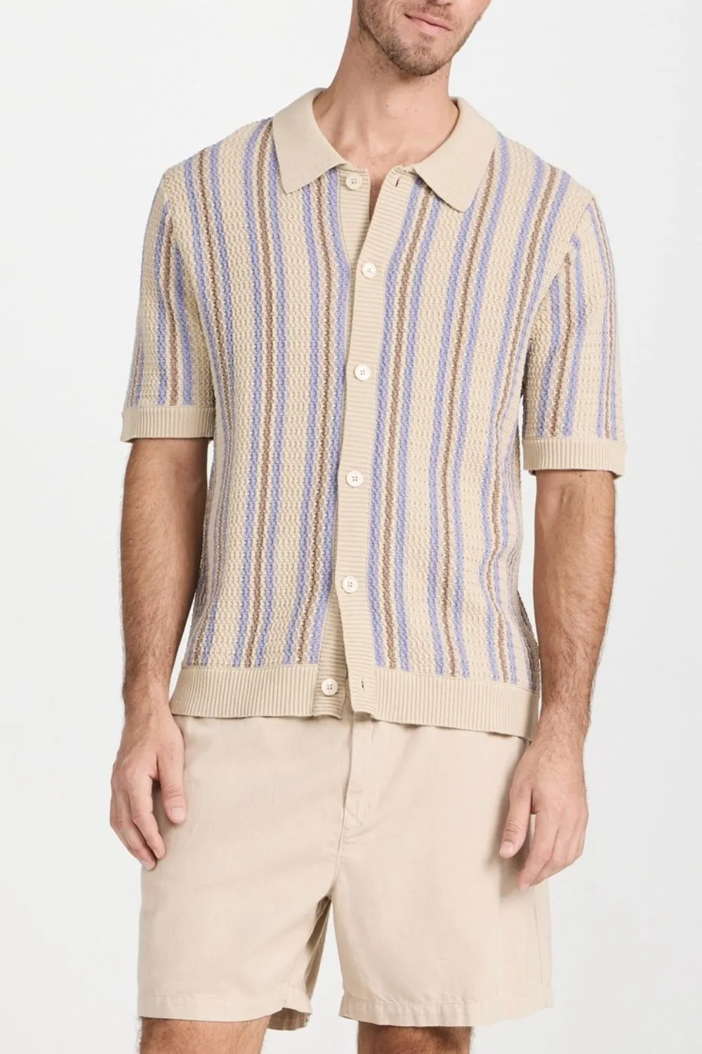 Men's Plus Size Striped Button Down Short Sleeve Shirt, image 3