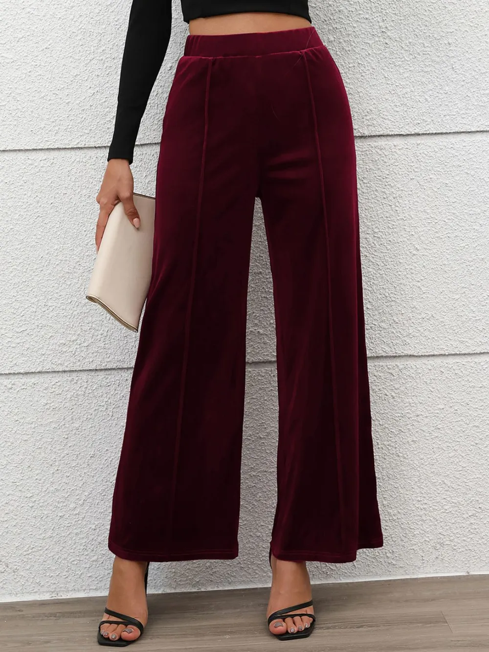 Elastic Waist Wide Leg Pants, image 7