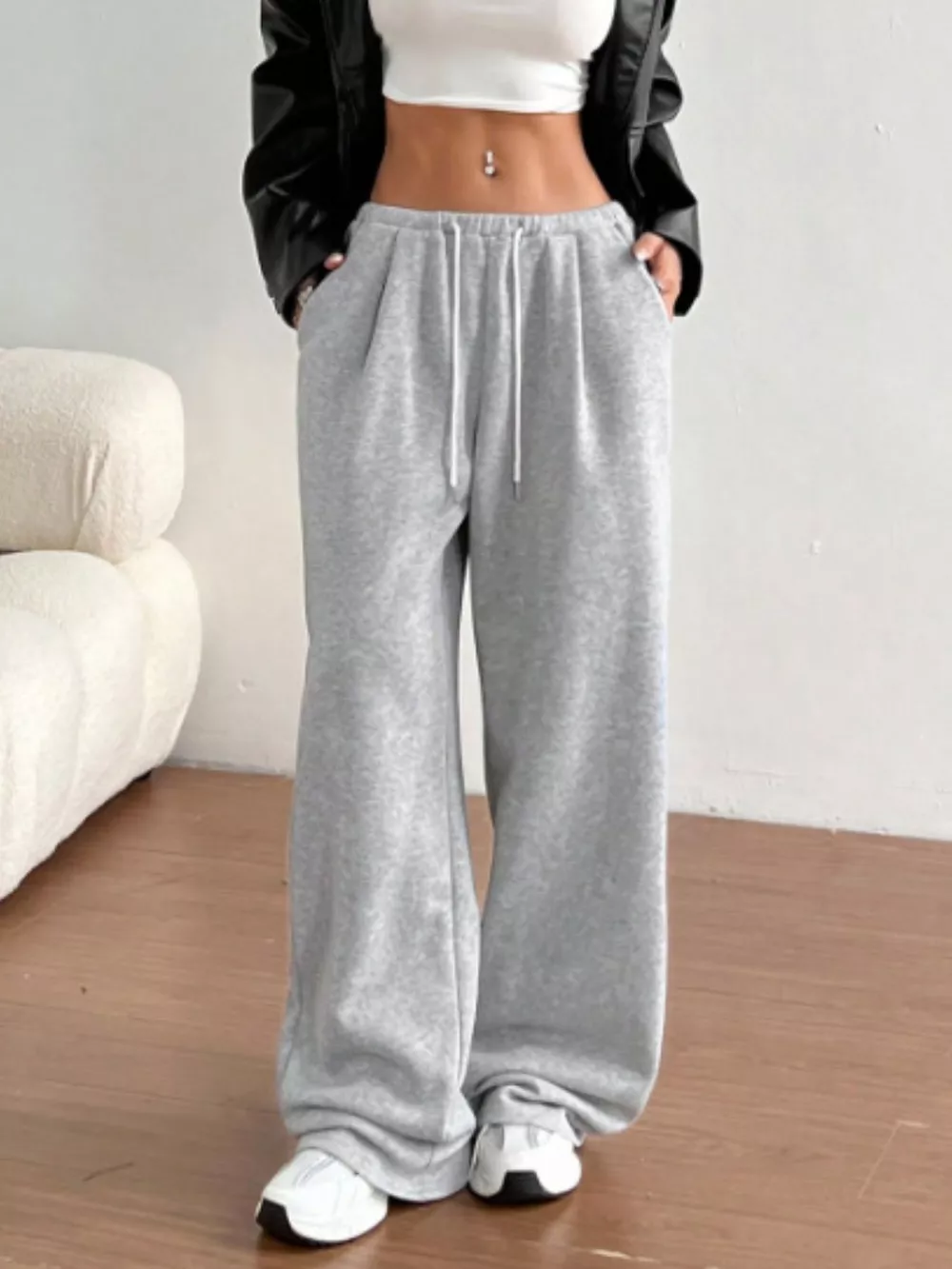 Casual Drawstring High Waist Wide Leg Sweatpants, image 13
