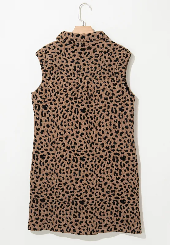 Leopard Johnny Collar Sleeveless Mini Dress, image 9