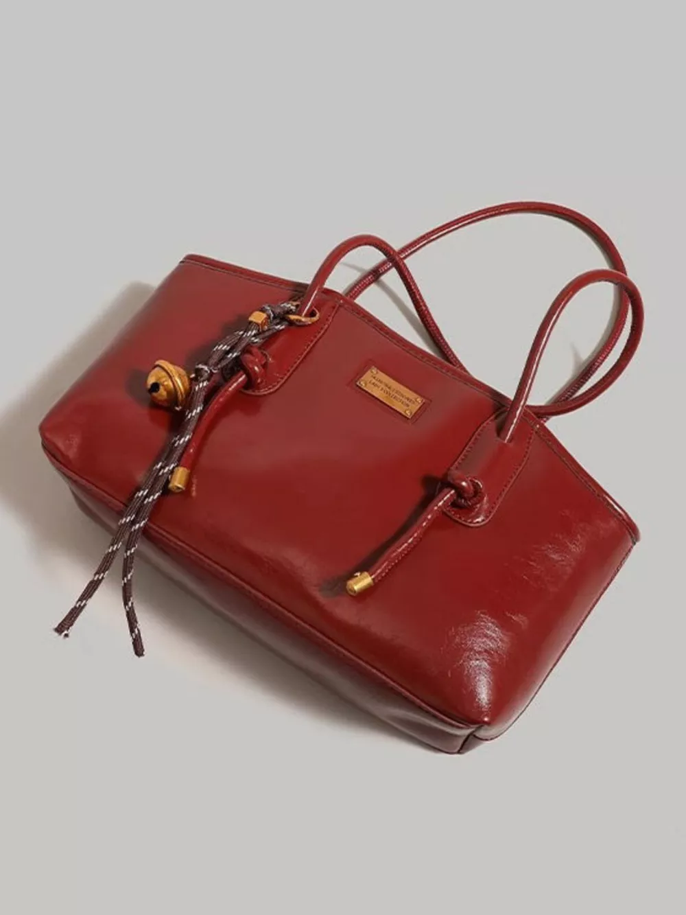 Leather Shoulder Bag with Knot Detail, image 5
