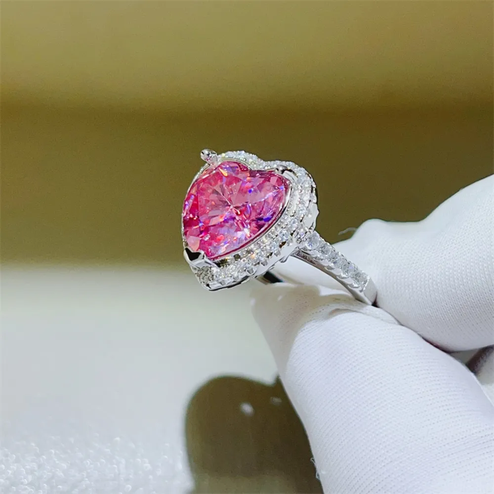 5 Carat Moissanite 925 Sterling Silver Heart Ring, image 4