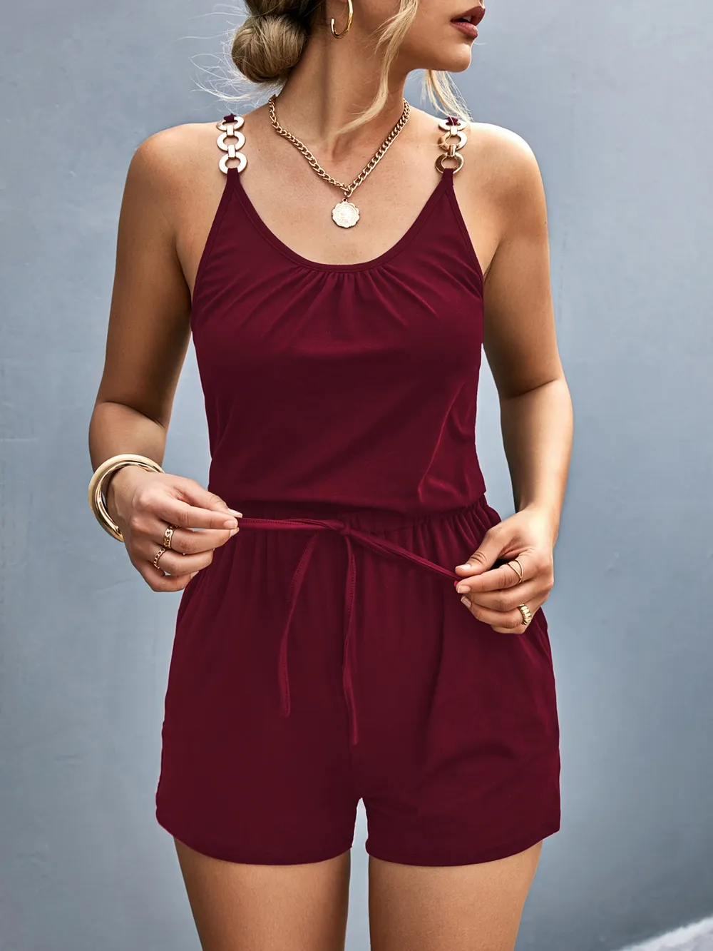 Scoop Neck Romper with Pockets, image 11