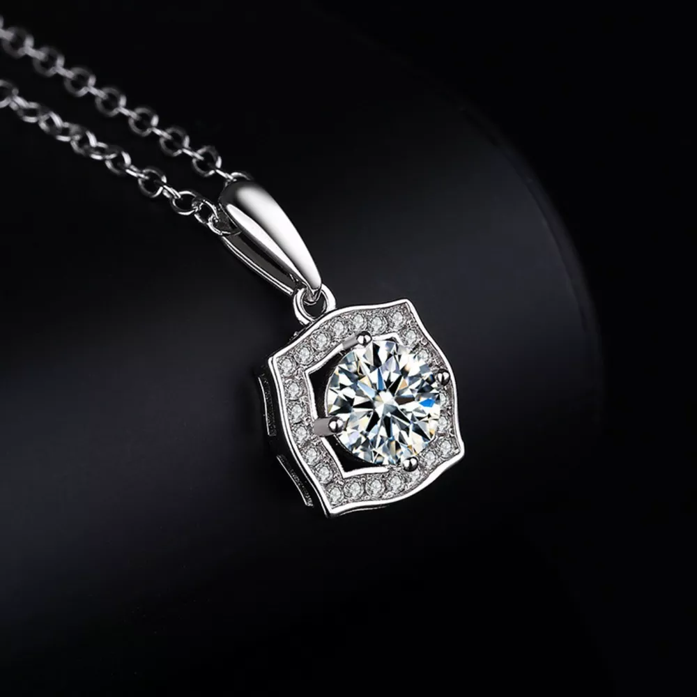 1 Carat Moissanite 925 Sterling Silver Necklace