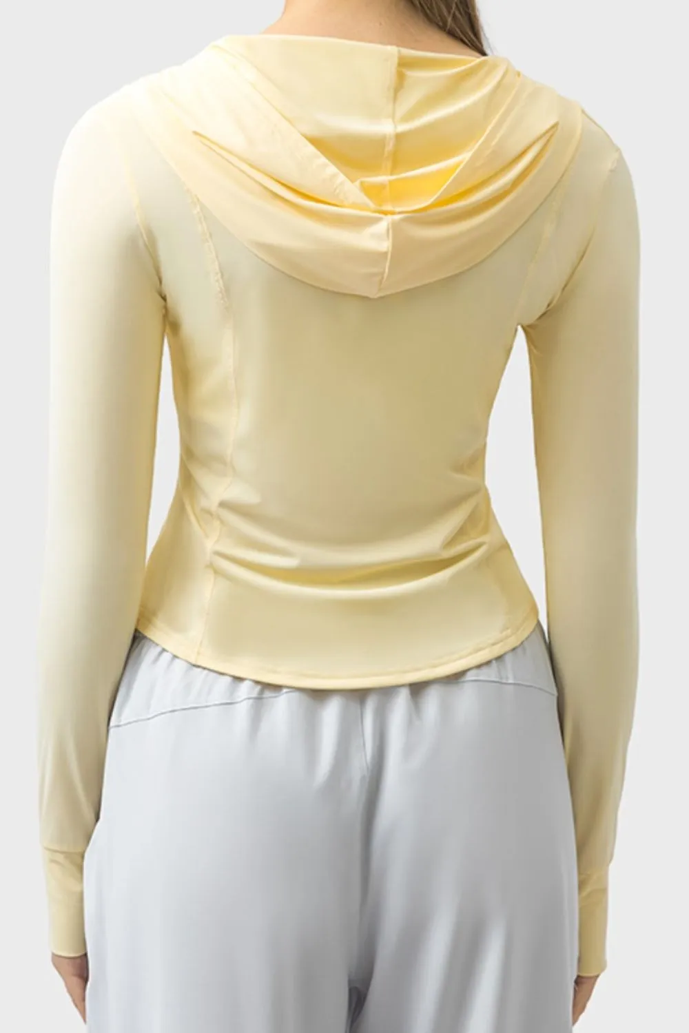 Pocketed Zip Up Hooded Long Sleeve Active Outerwear, image 11
