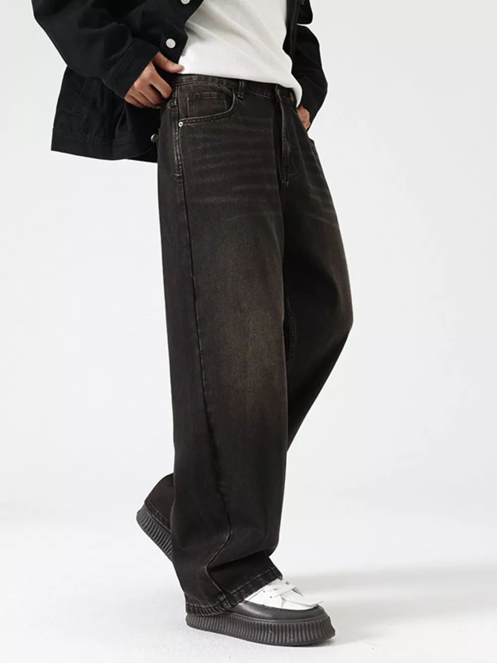 Men's Wash Wide Leg Jeans, image 3