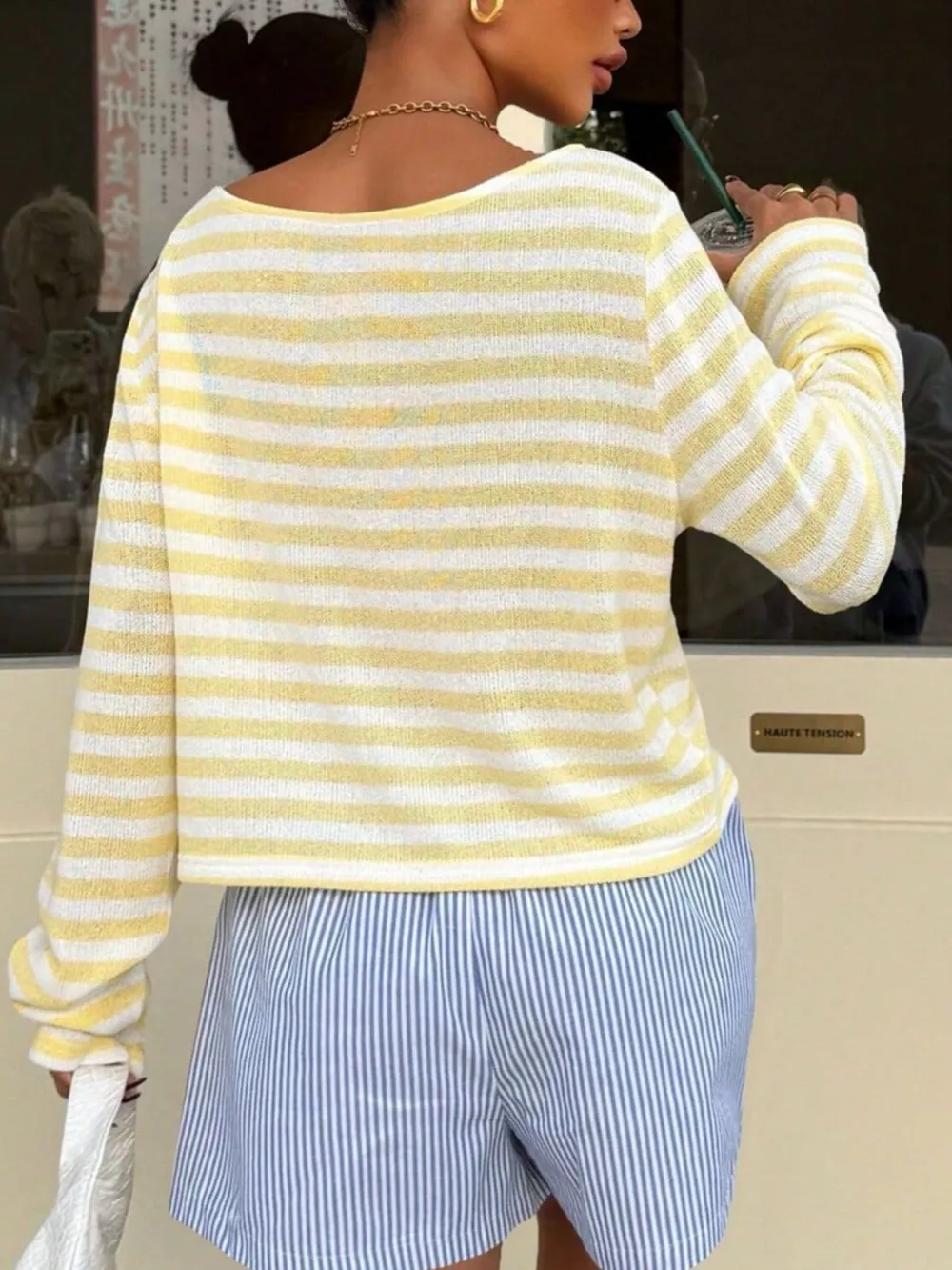 Striped Boat Neck T-Shirt, image 7