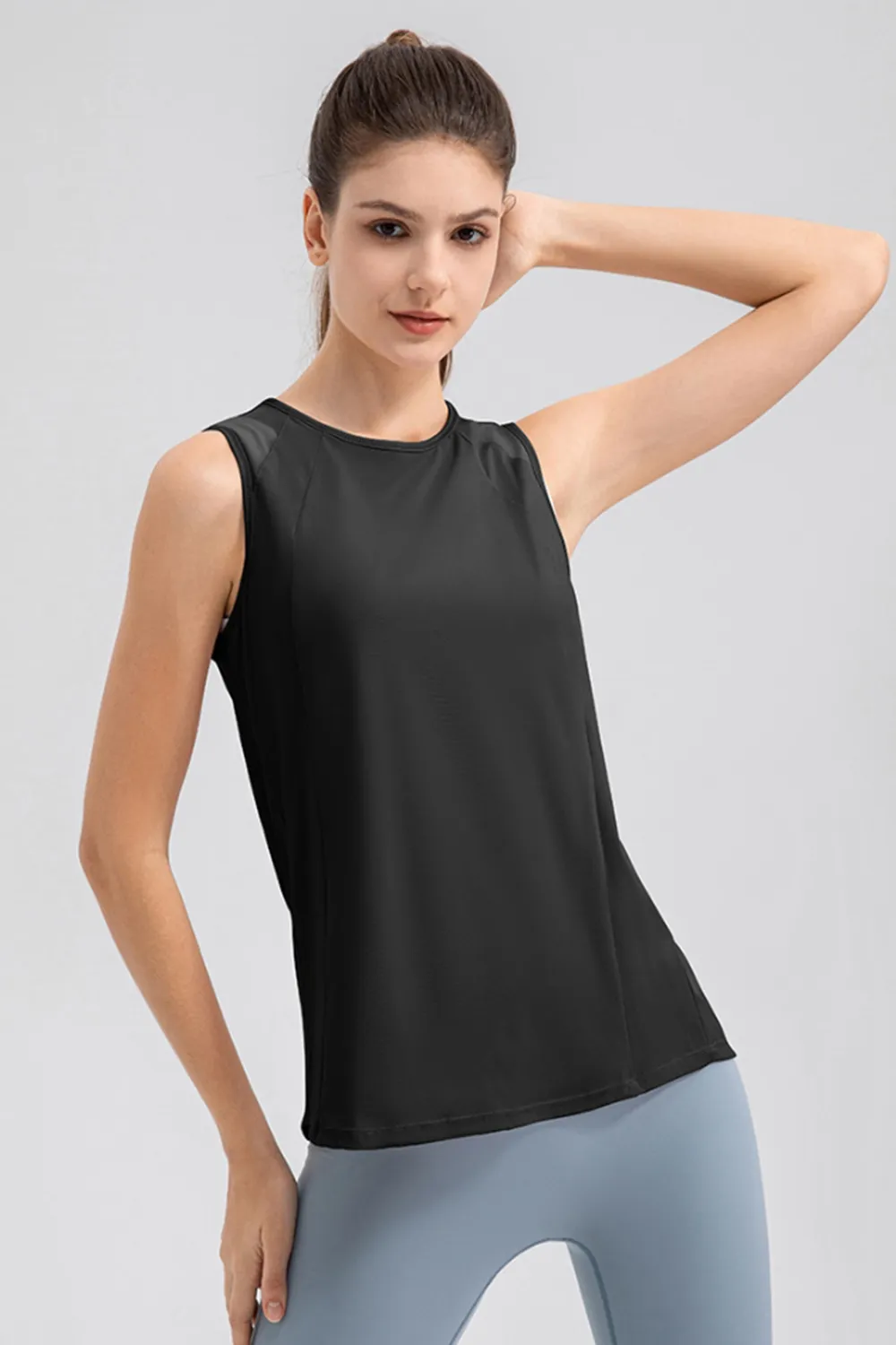 Round Neck Wide strap Active Tank, image 11
