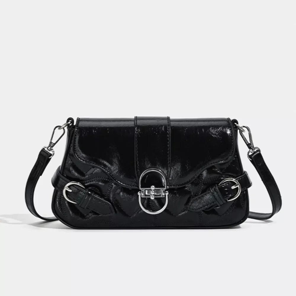 Quilted Flap Buckle Decor Crossbody Bag