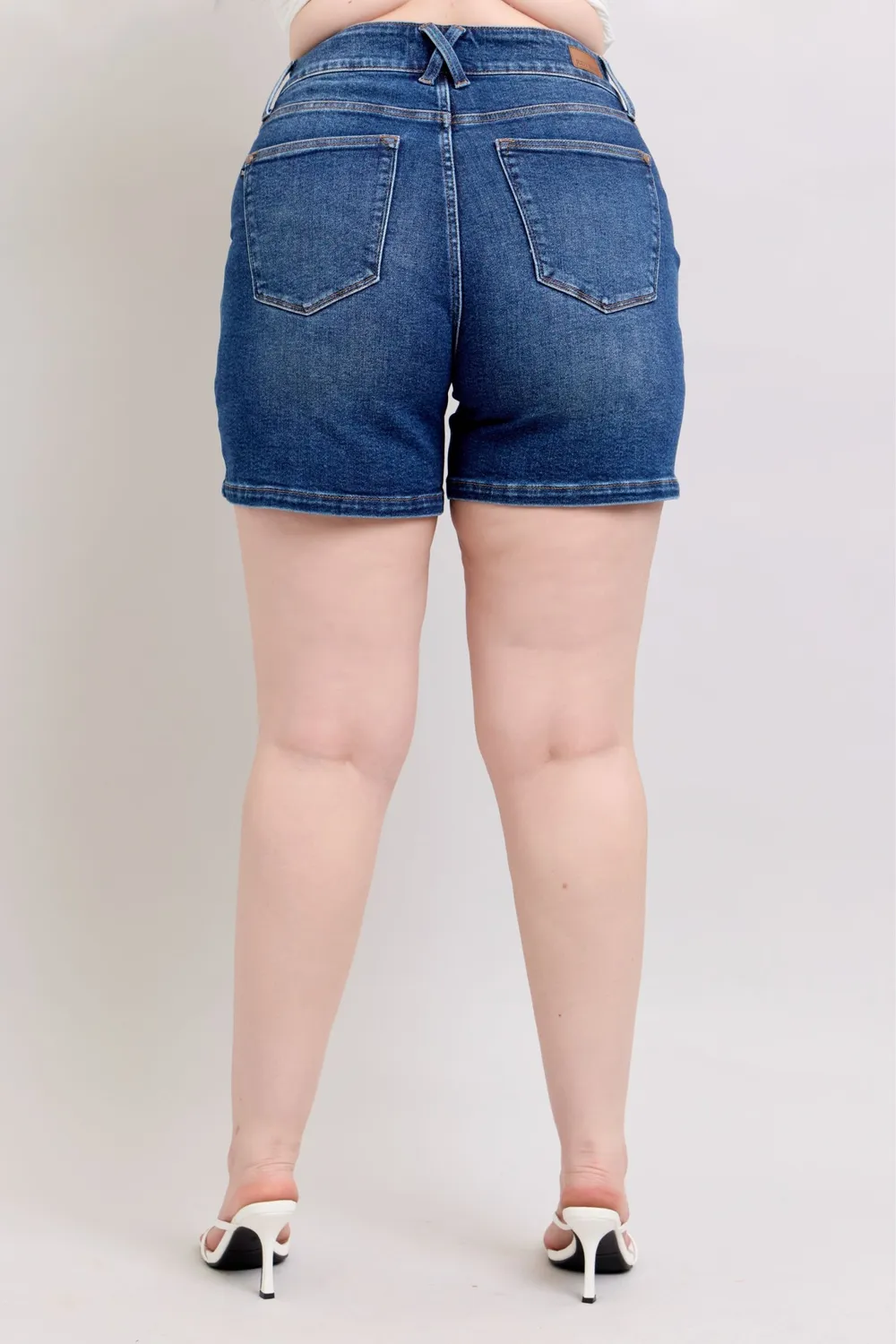 Full Size Double Button Waistband Denim Shorts Plus Size, image 10