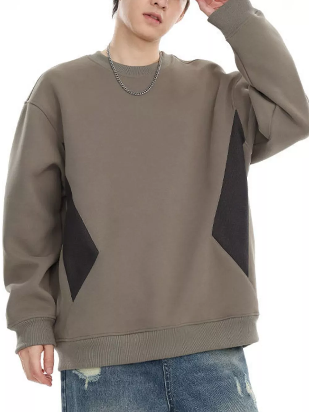 Men's Plus Size Casual Crew Neck Sweatshirt, image 3