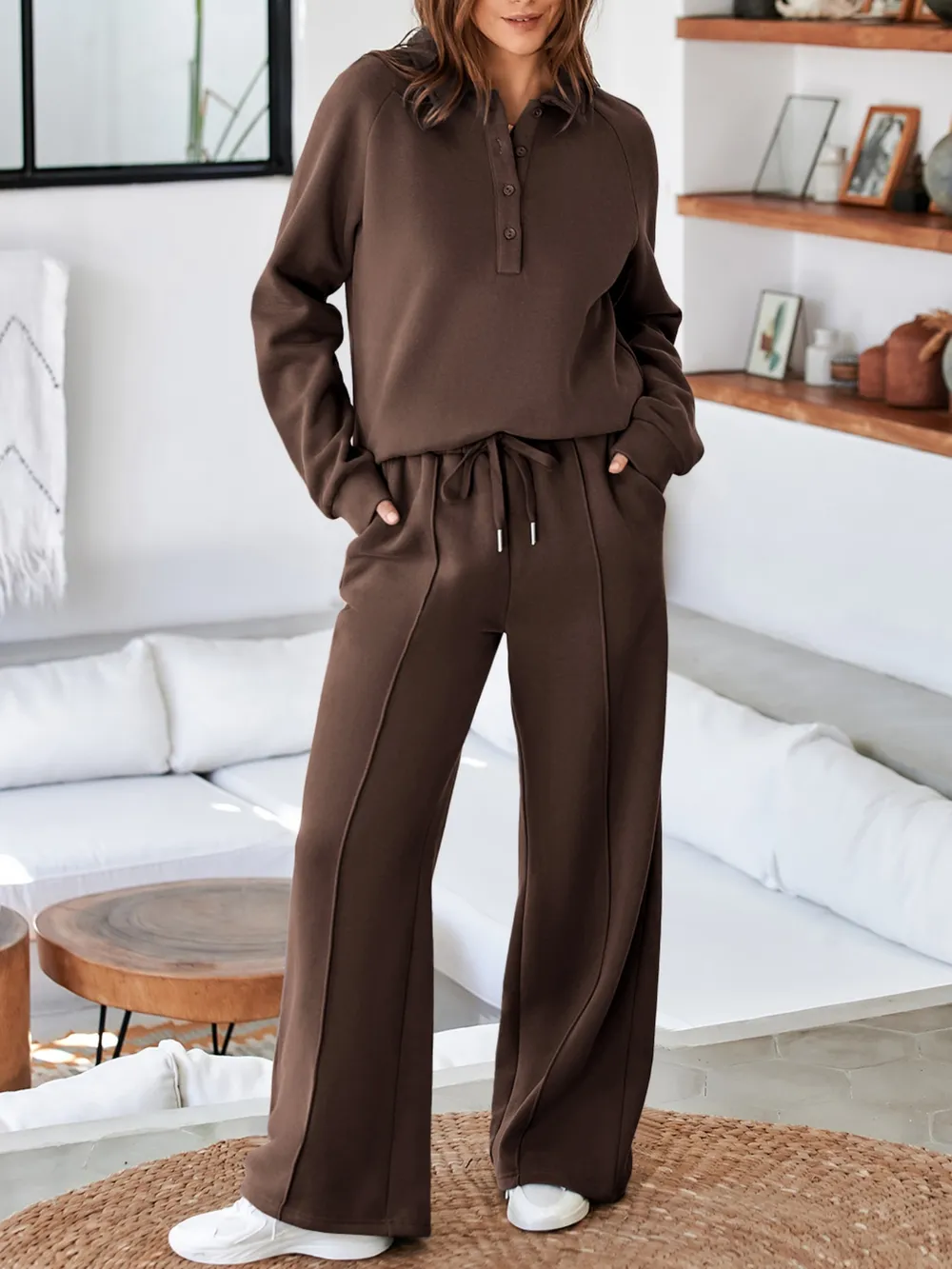 Collared Sweatshirt and High Waist Pants Active Set, image 12