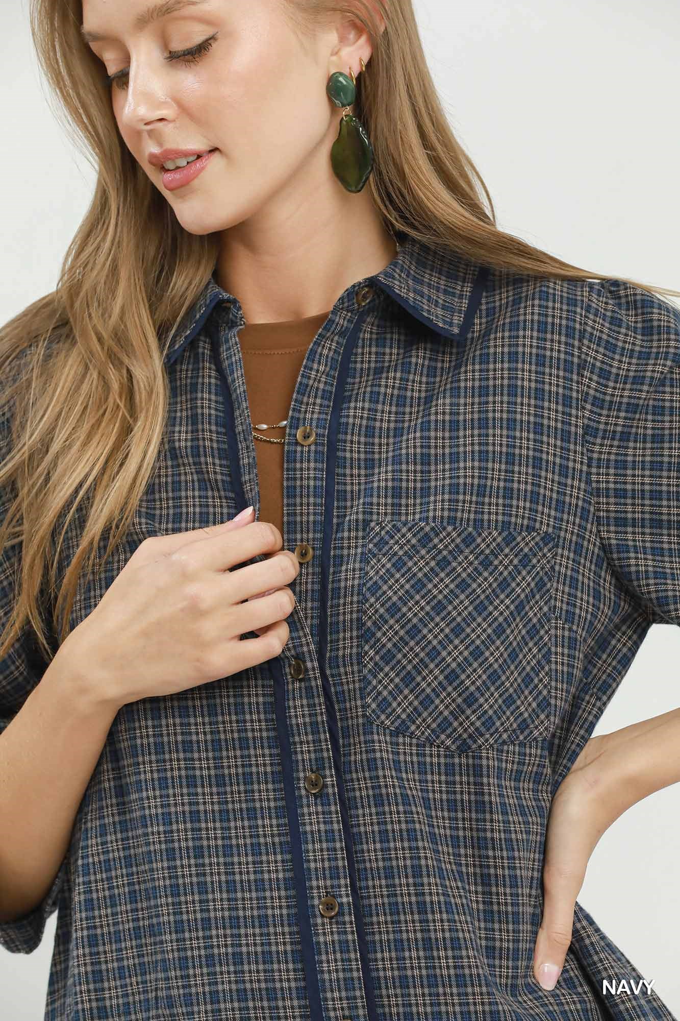 Plaid Button Down Oversized Shirt Dress, image 6