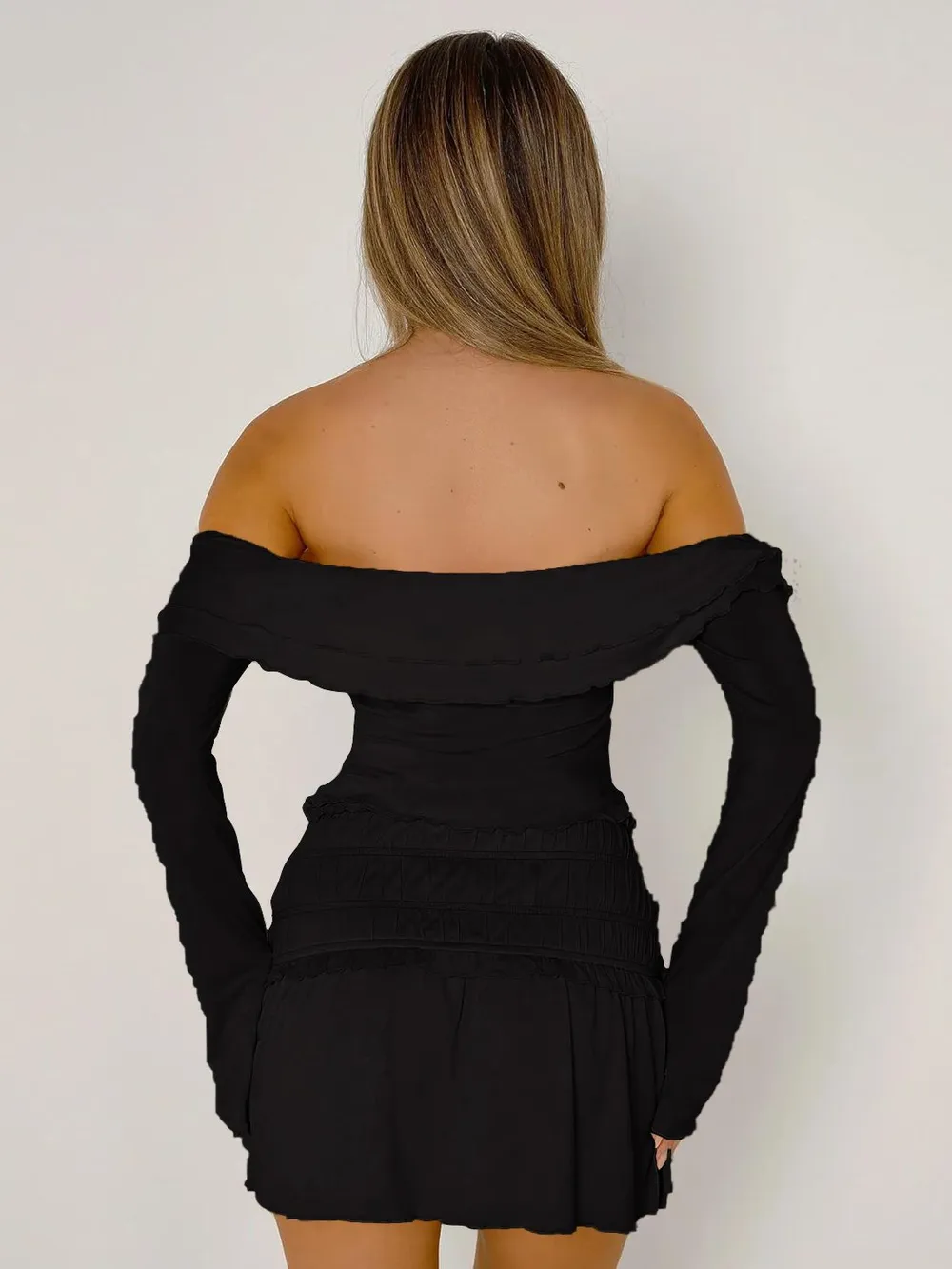 Twisted Ruffled Off-Shoulder Long Sleeve T-Shirt, image 3