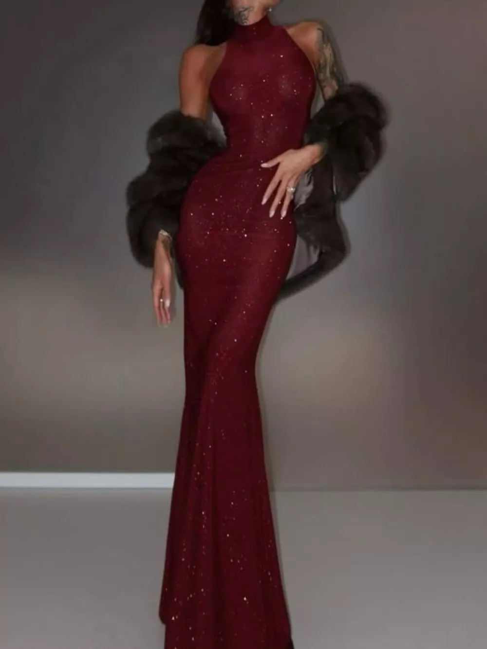 Sequin Sleeveless Maxi Dress, image 9