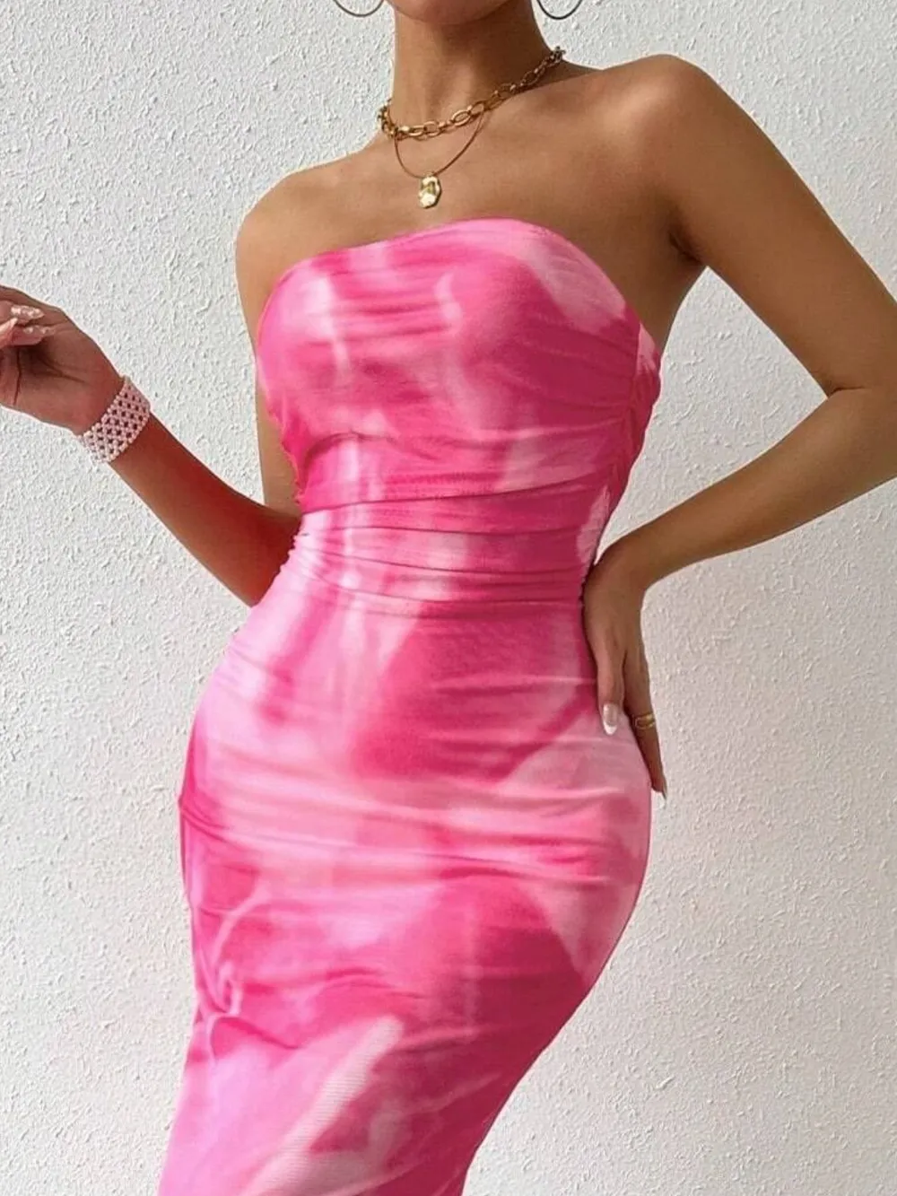 Printed Side Slit Tube Dress, image 10