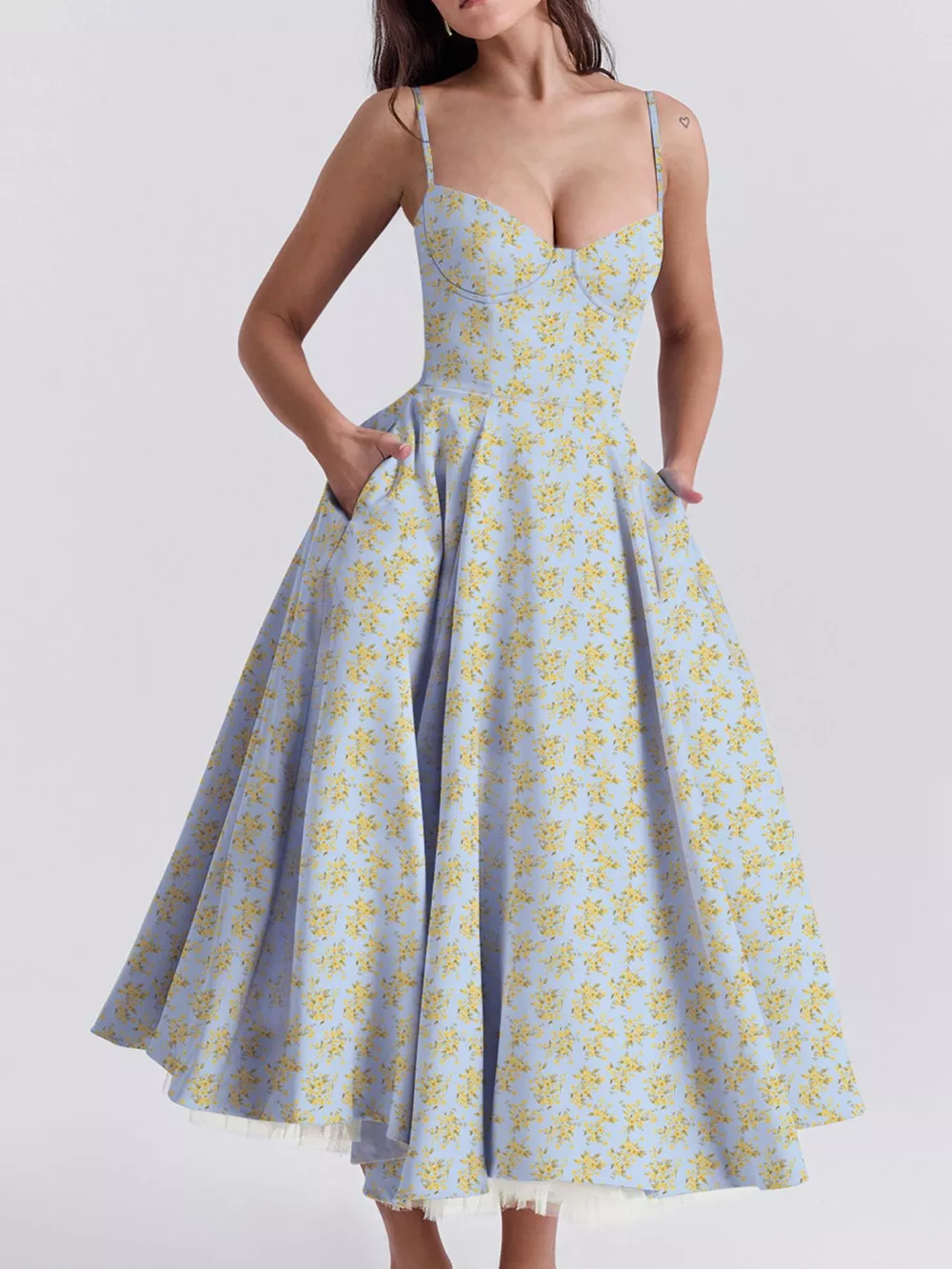 Sweetheart Neck A-Line Midi Dress, image 20