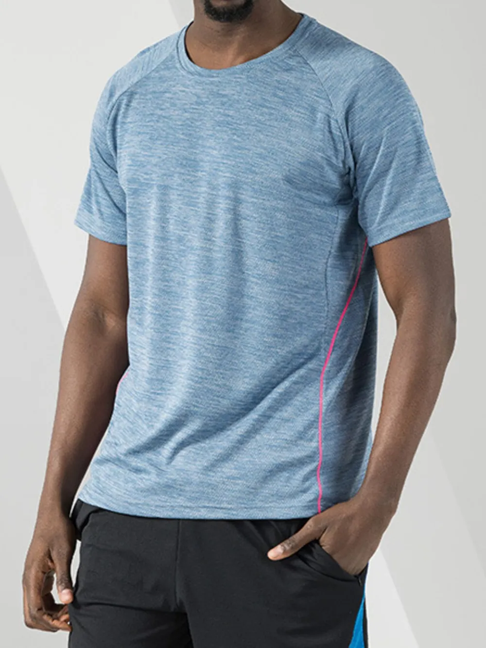 Men's Plus Size Round Neck Short Sleeve Active T-Shirt, image 3