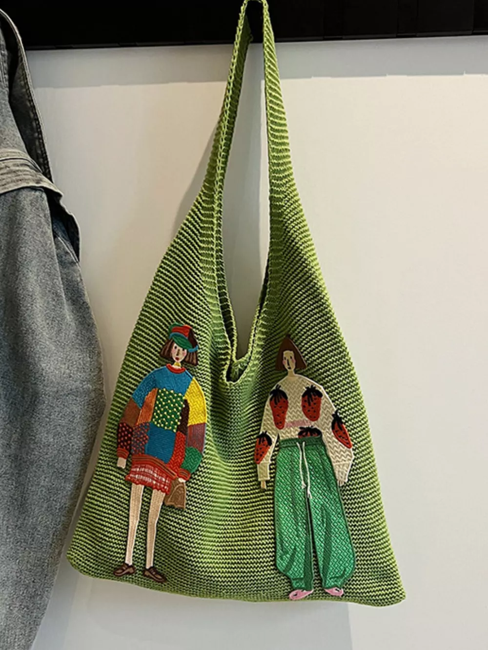 Knitted Embroidered Shoulder Bag, image 2