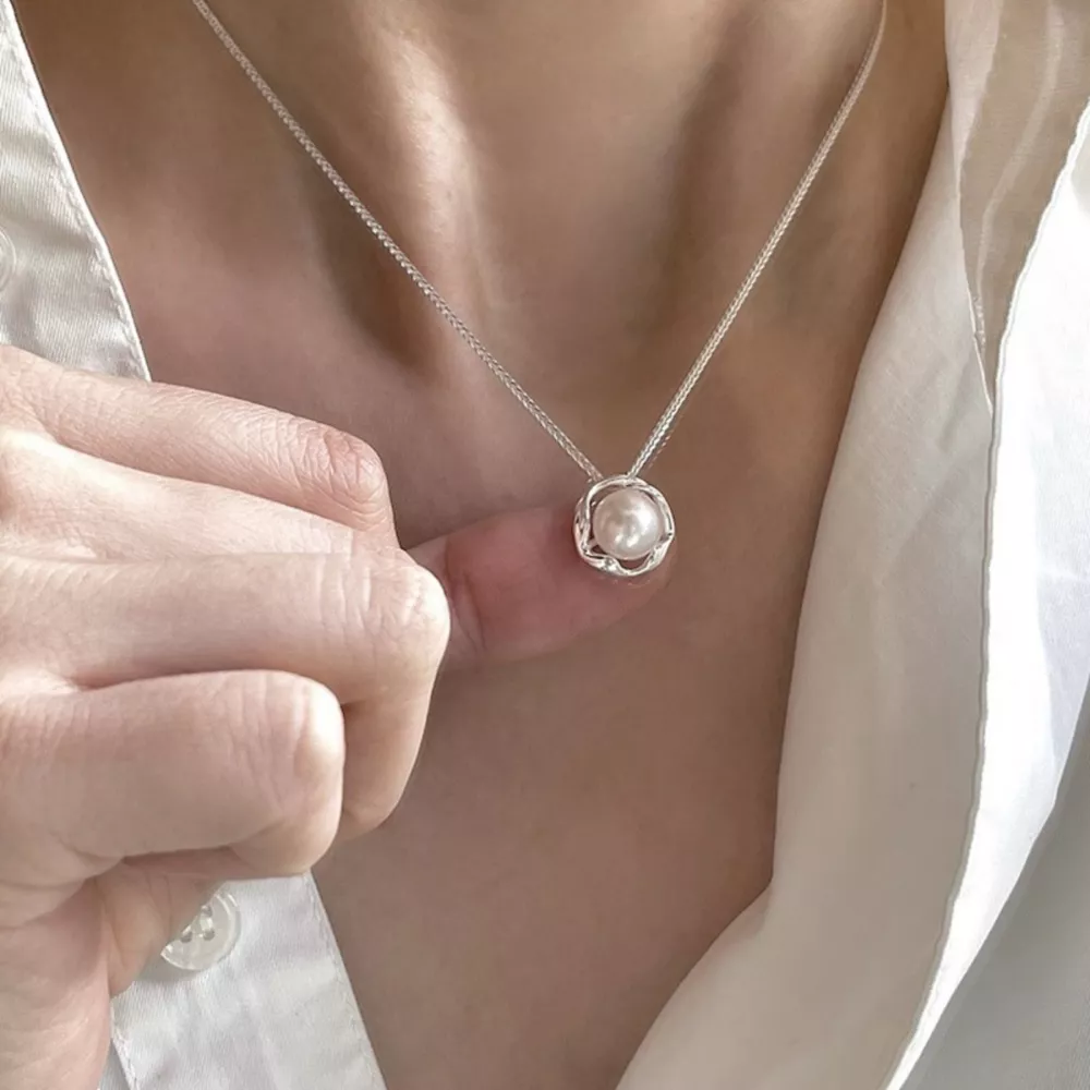 925 Sterling Silver Pearl Pendant Necklace