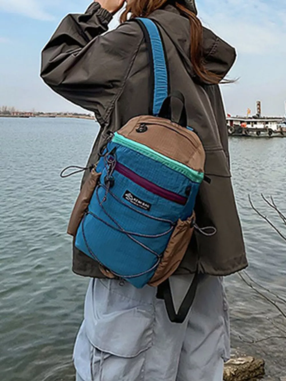 Lightweight Contrast Backpack Bag, image 5