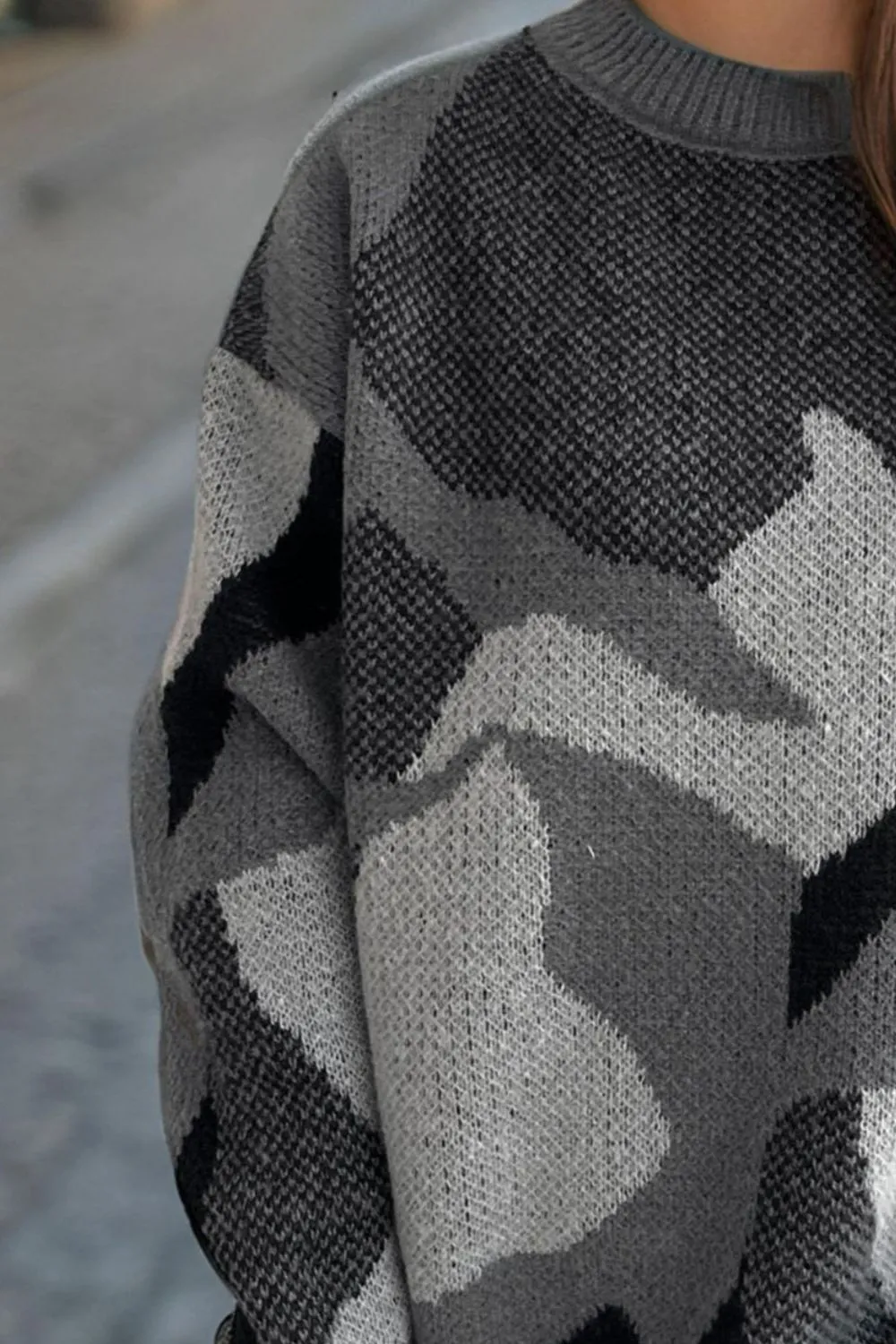 Contrast Round Neck Long Sleeve Sweater, image 7
