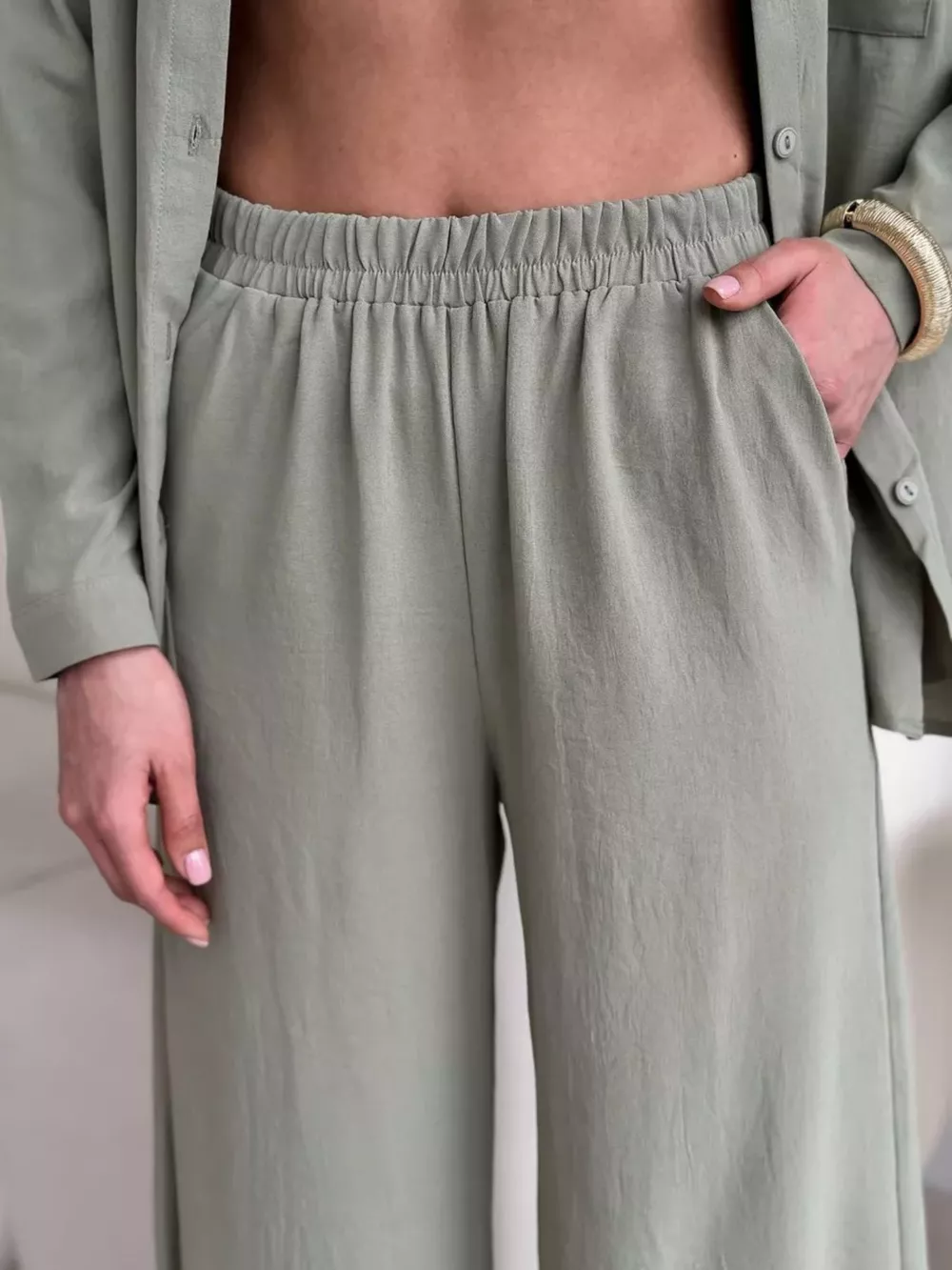 Relaxed Fit Shirt and Wide Leg Pants Set, image 8