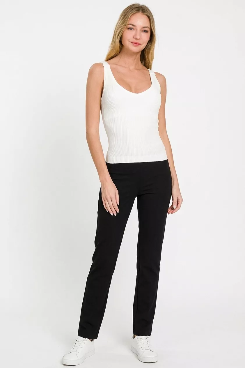 Ribbed Seamless Bra Padded V-neck Tank Top, image 3
