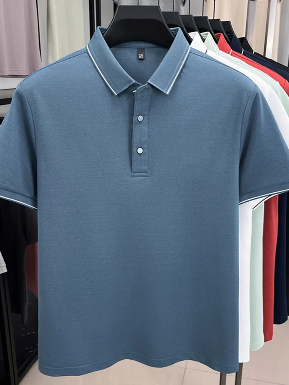 Men's Plus Size Button Detail Short Sleeve Polo, image 2