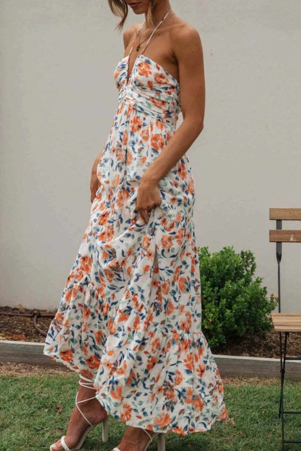 Floral Halter Neck Tiered Maxi Dress, image 10