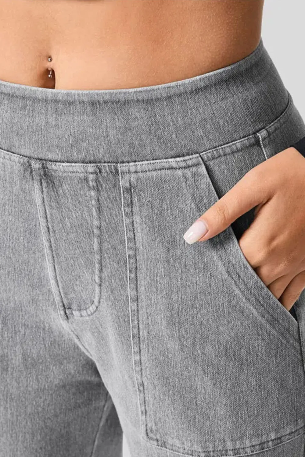 High Waist Straight Leg Cargo Jeans, image 4
