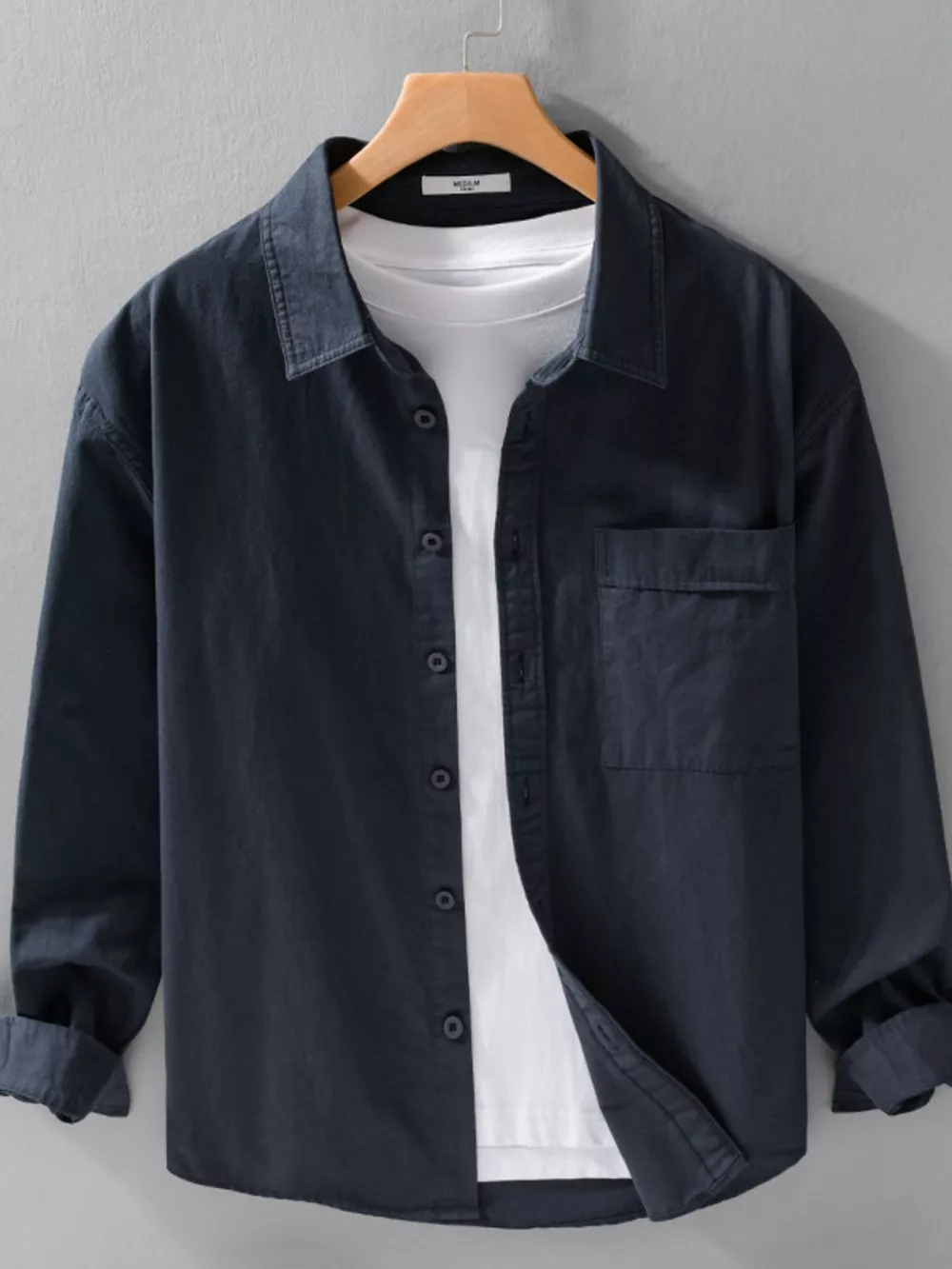 Men's Plus Size Button Up Long Sleeve Shirt