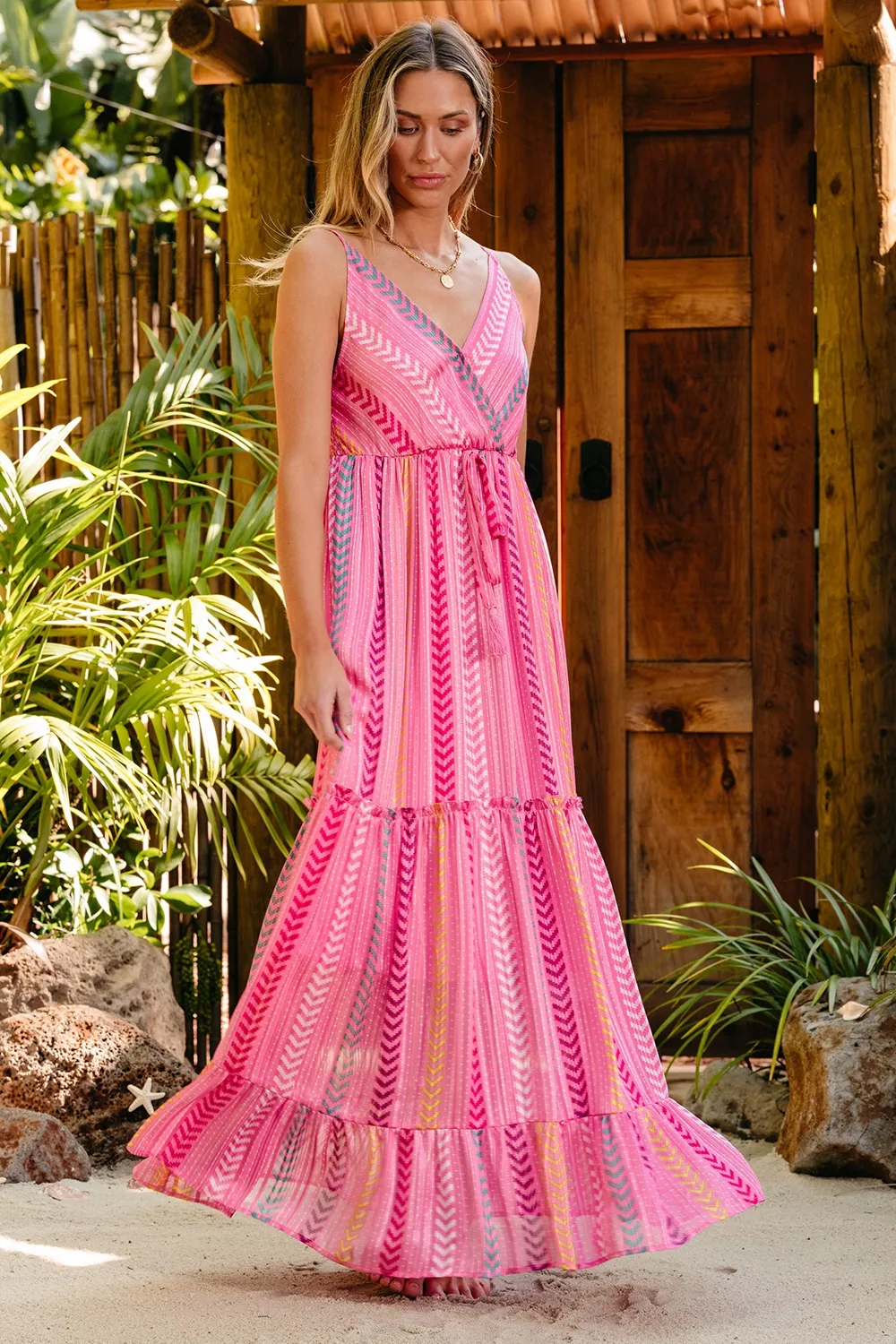 Printed Surplice Maxi Cami Dress, image 2