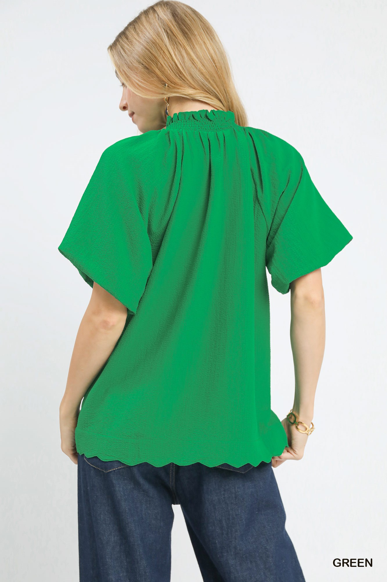 Scalloped Hem Textured Blouse, image 2