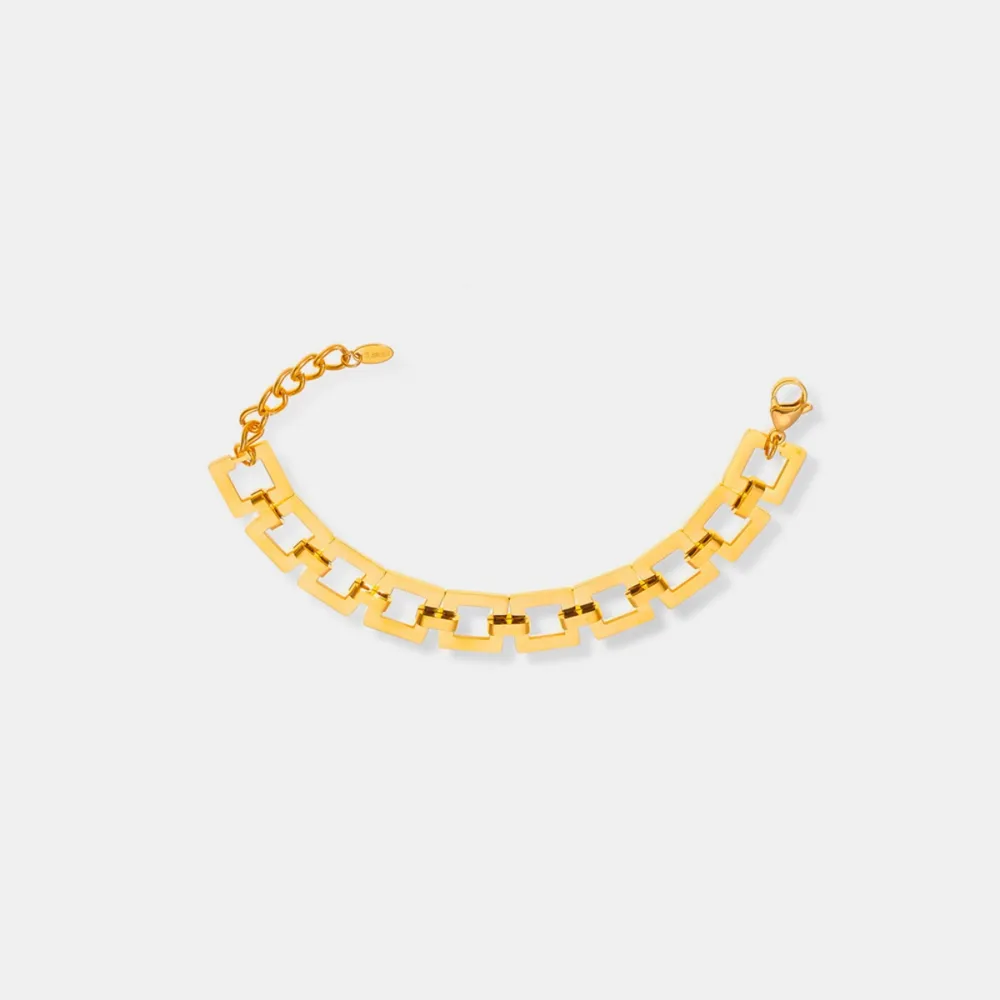 Titanium Steel Hollow Square Chain Bracelet, image 4
