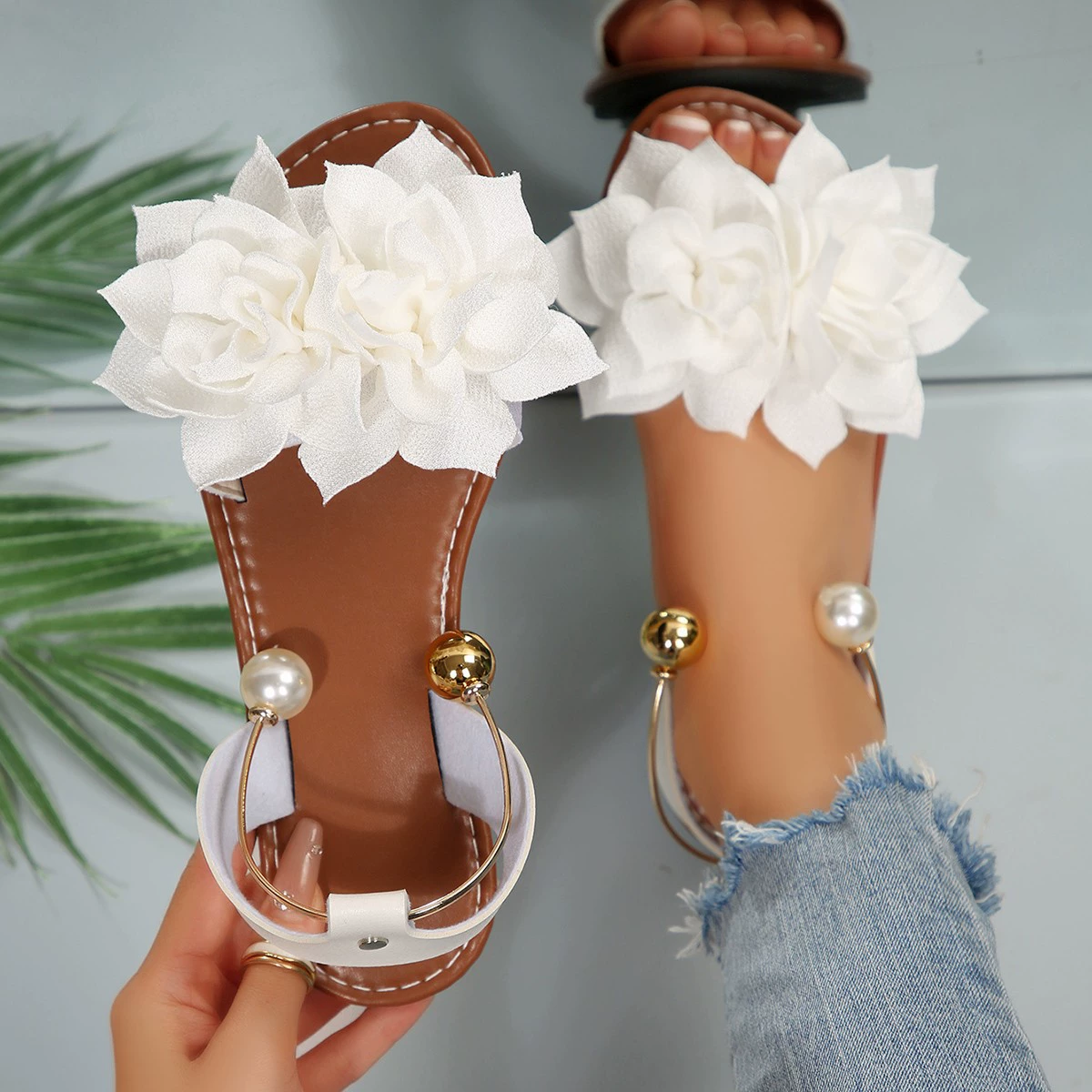 Floral Decor Flat Sandals, image 5