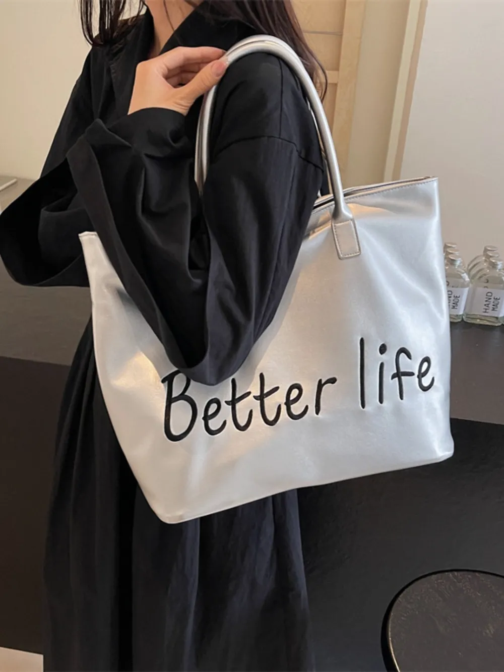 BETTER LIFE PU Leather Tote Bag, image 9
