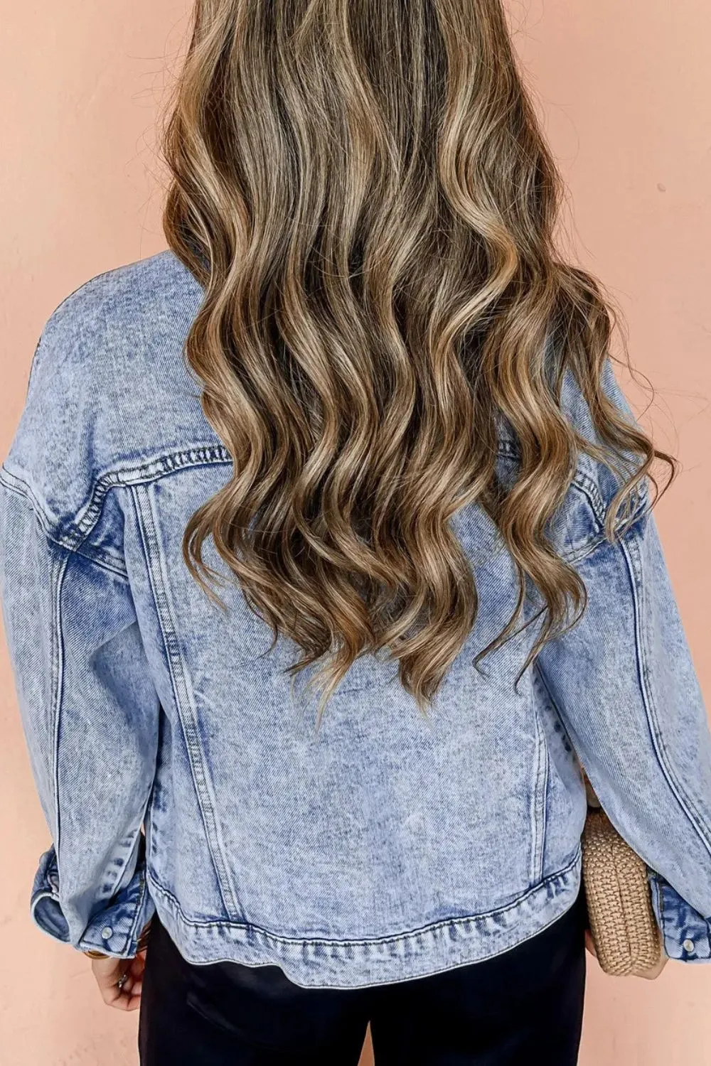 Pocketed Button Up Dropped Shoulder Denim Jacket, image 2